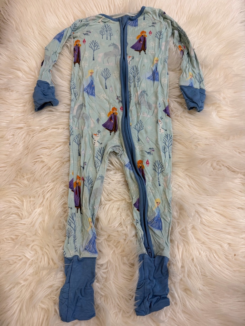 Little Sleepies Light Blue Frozen Print Footed One-Piece
